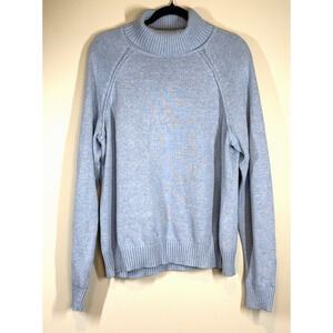 Karen Scott Womens XL LIght Blue 100% Cotton Turtleneck Sweater Preppy